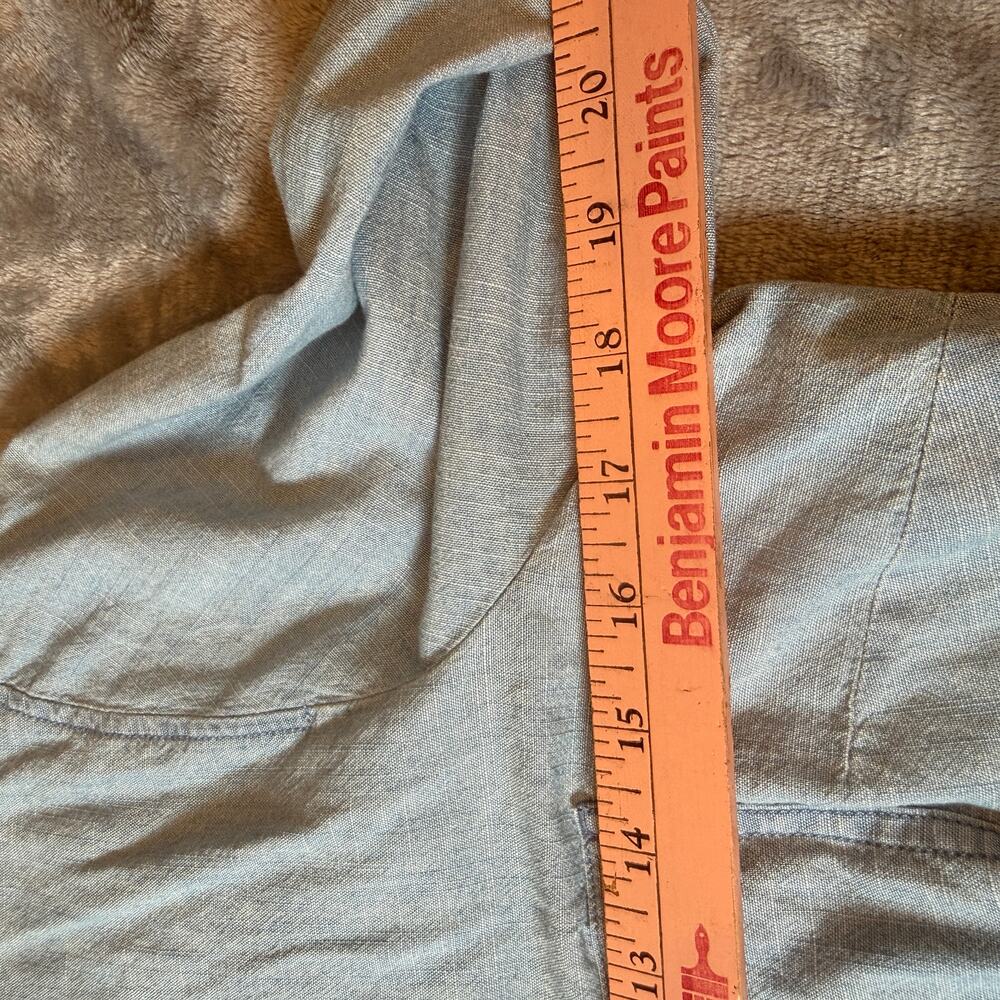 Women's Chambray Star Print Button Front Shirt Blue Long Sleeve Size M - Picture 5 of 5